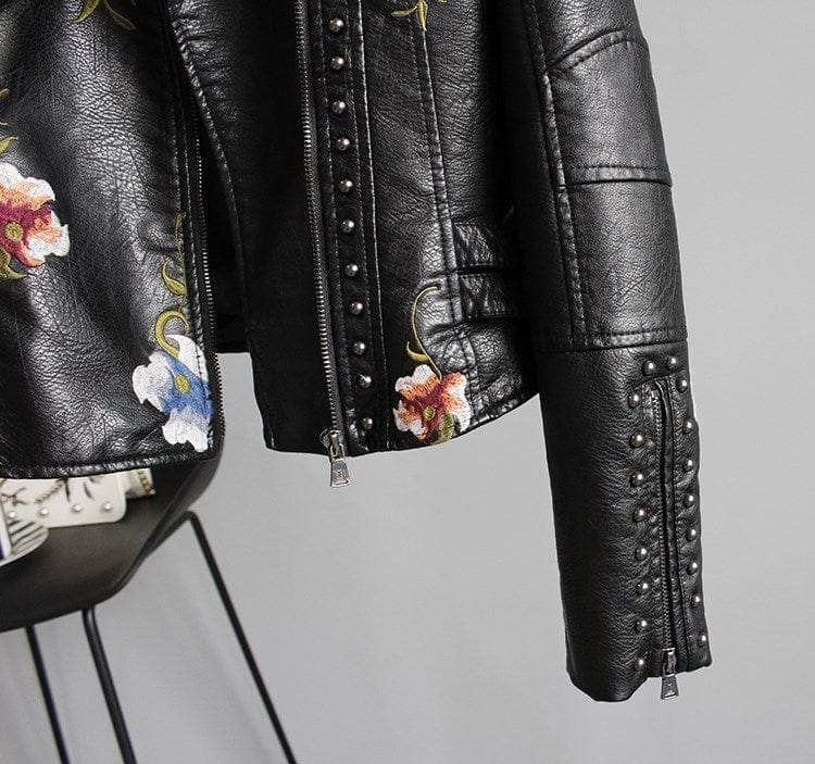 Zoey | Vintage Blumen Lederjacke