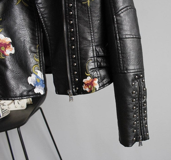 Zoey™ | Vintage Blumen Lederjacke