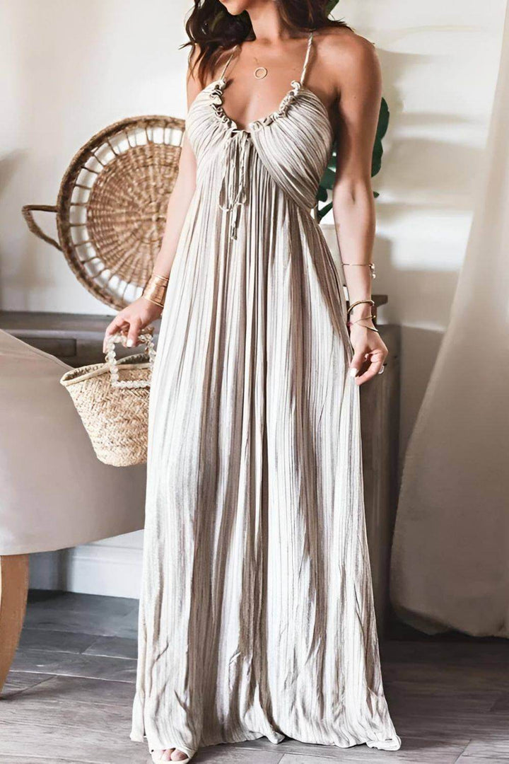 Lanie – Schickes plissiertes Maxikleid