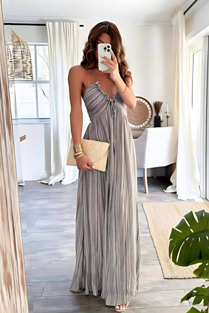 Lanie – Schickes plissiertes Maxikleid
