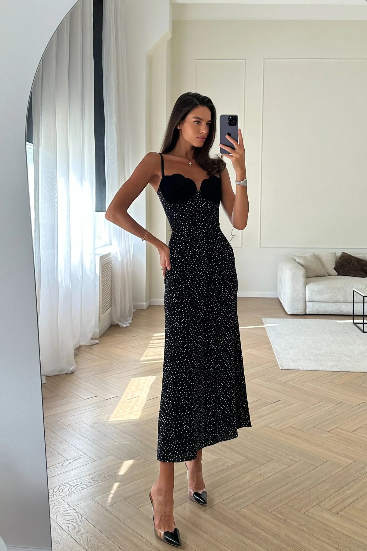 Kameron | Satin Slip-Midikleid