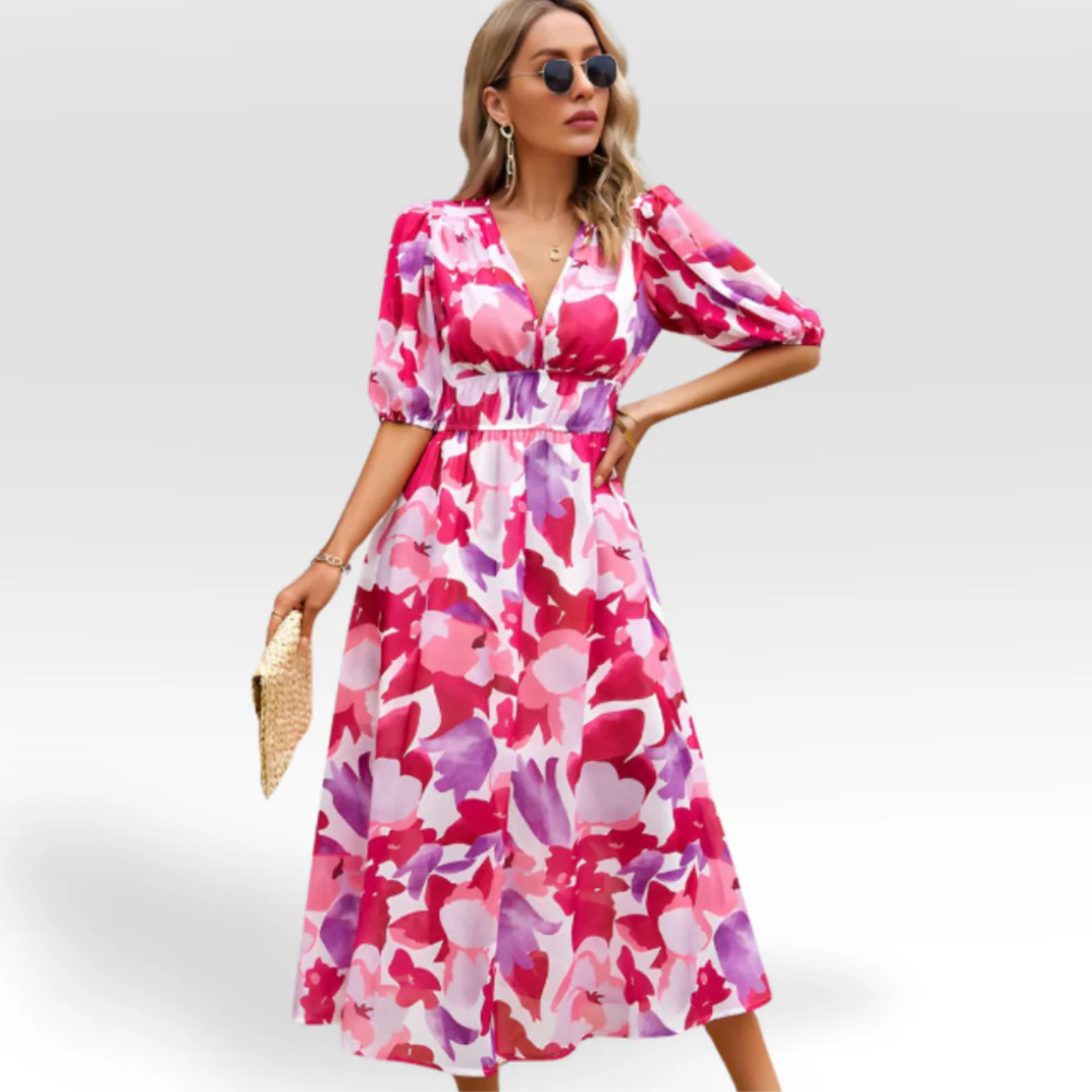 ELIZABETH | LOCKERES MIDIKLEID MIT V-AUSSCHNITT
