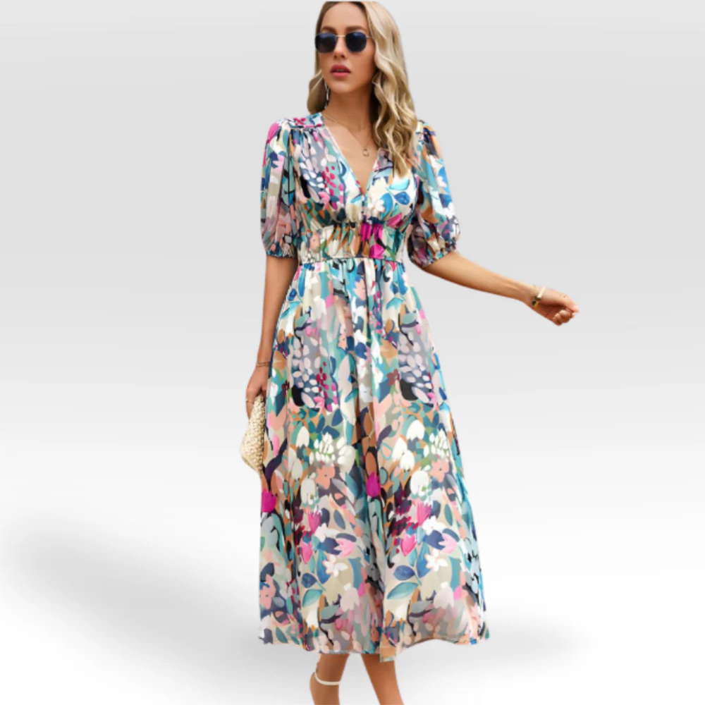 ELIZABETH | LOCKERES MIDIKLEID MIT V-AUSSCHNITT