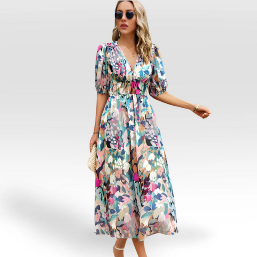 Elizabeth Relaxed V-Neck Midi Dress for Every Occasion