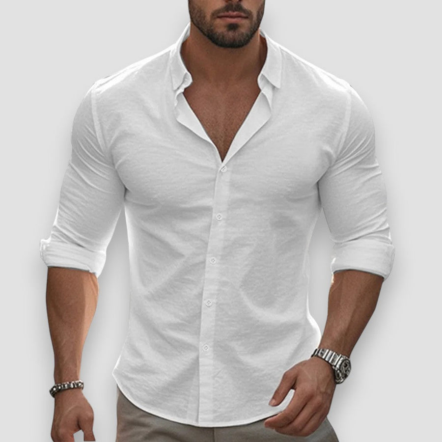 Jonathan Lightweight Long-Sleeve Cotton-Linen Shirt