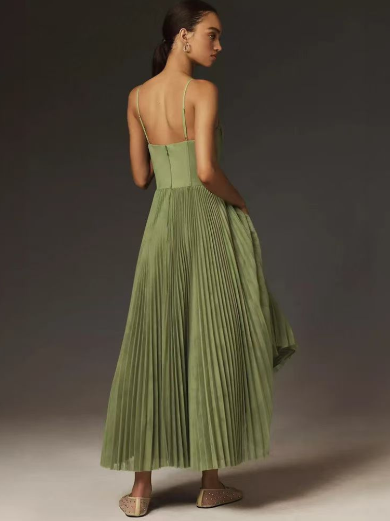 Jasira Romantic Pleated Bustier Maxi Dress