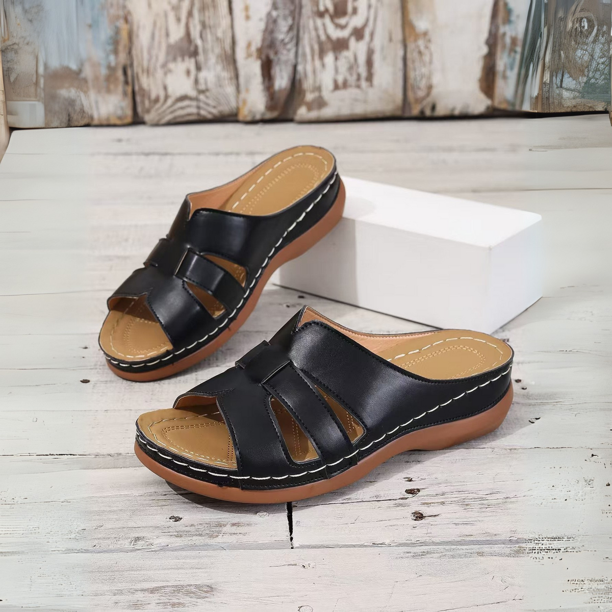 Rebecka™ | Damsandaler i Läder med Öppen Tå för Ortopedisk Komfort