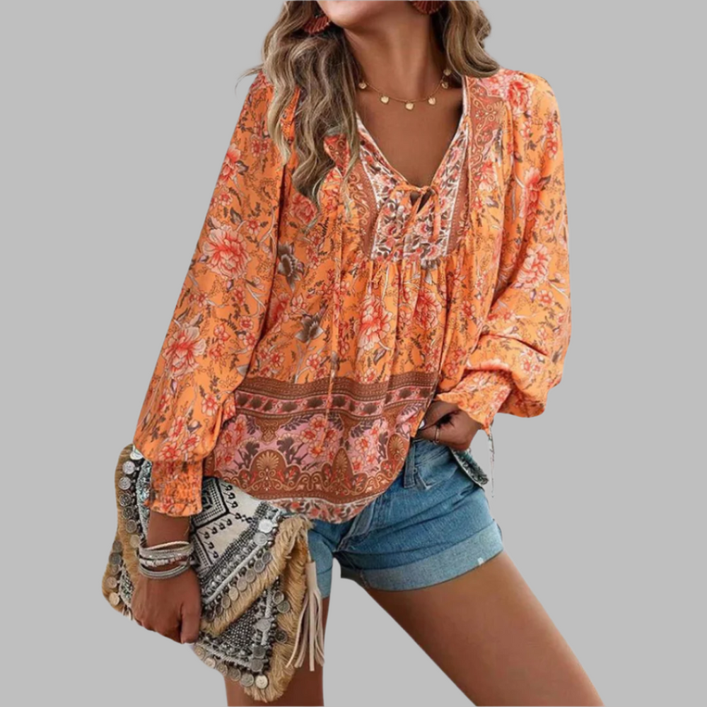 Mandy | Boho-Top mit Blumenmuster