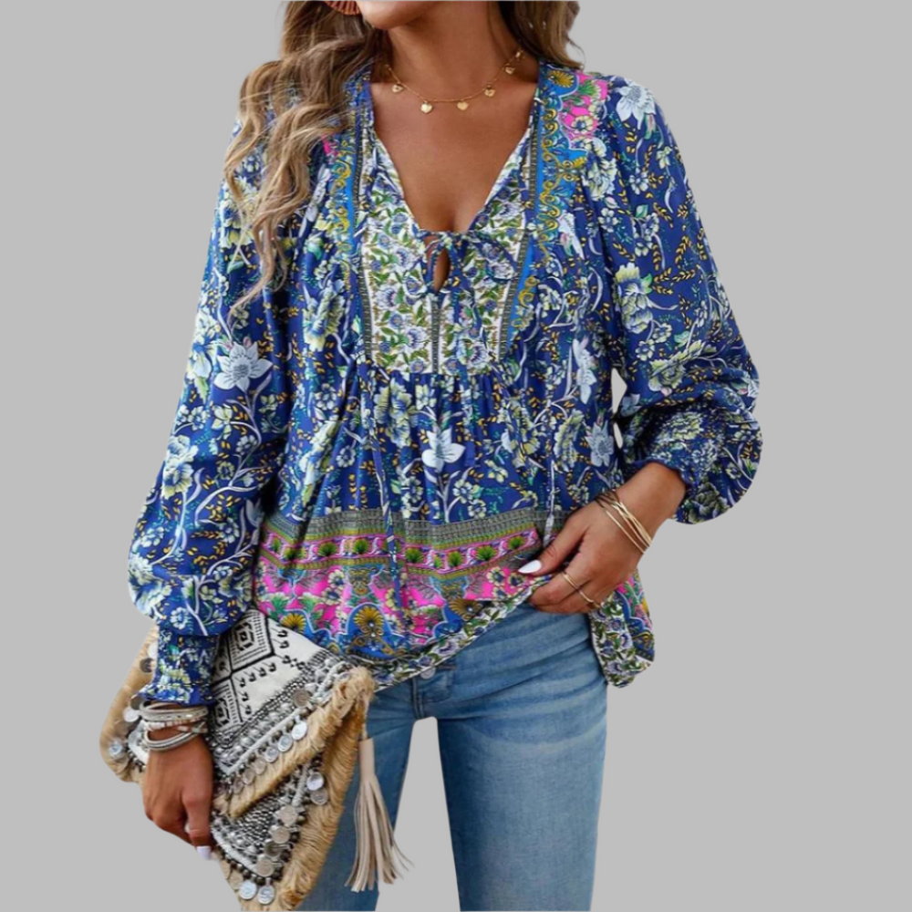 Mandy | Boho-Top mit Blumenmuster