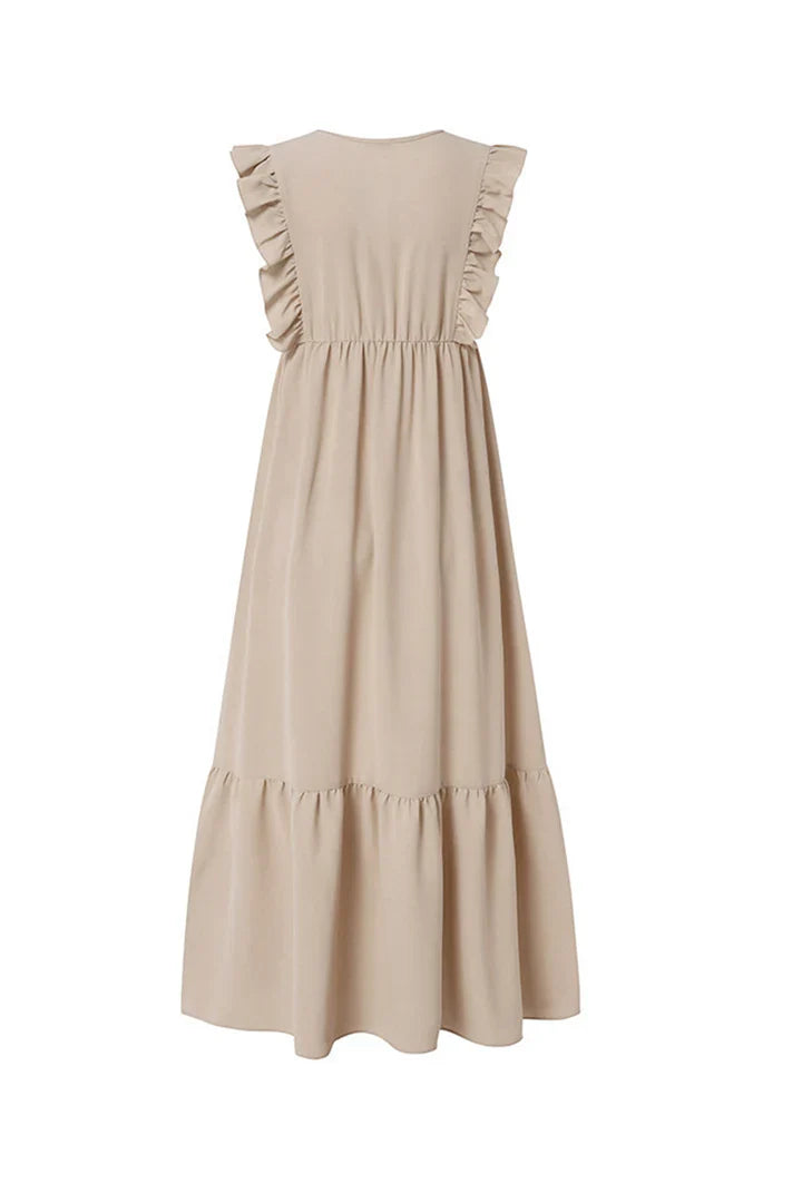 Blanca – Maxikleid aus Spitze mit V-Ausschnitt und Volant