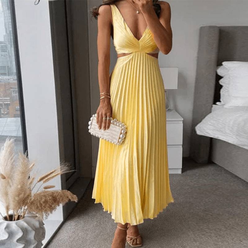 Elegantes plissiertes langes Kleid für Damen, ideal für besondere Anlässe