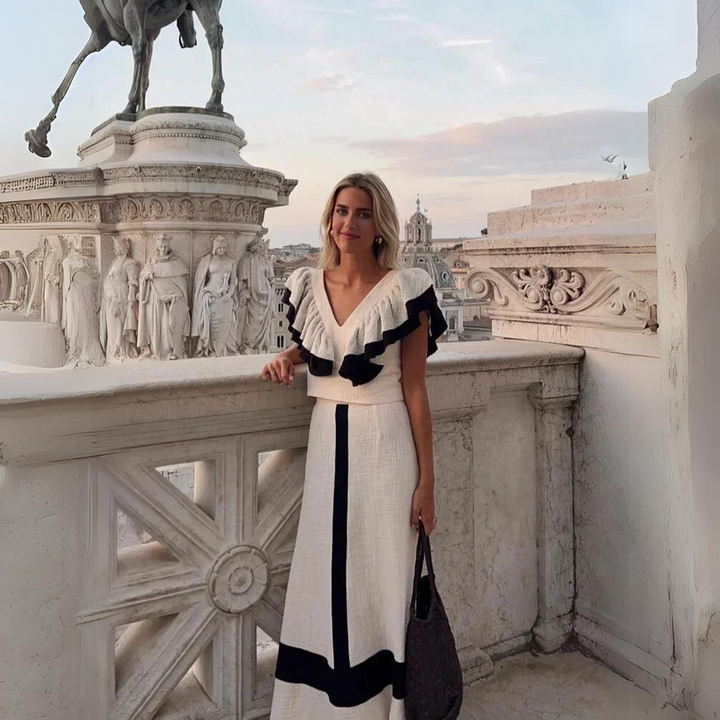 Elegantes zweiteiliges Set mit raffinierten Volant-Details