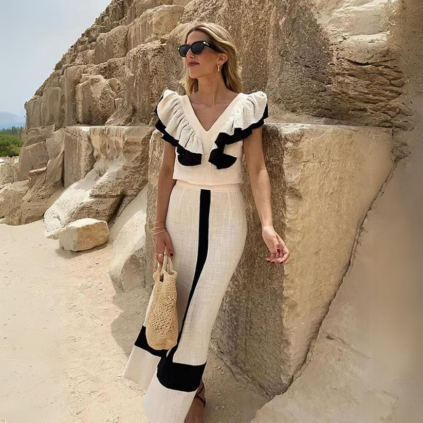 Elegantes zweiteiliges Set mit raffinierten Volant-Details