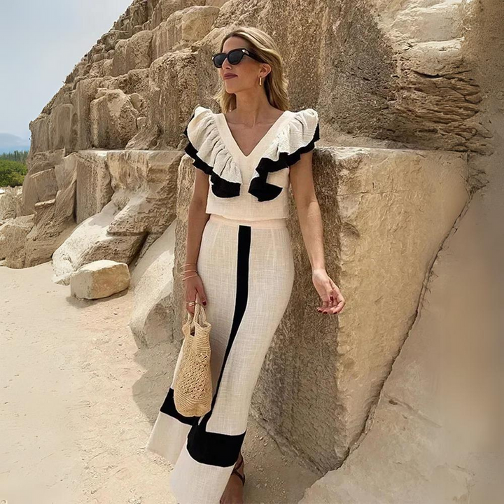 Elegantes zweiteiliges Set mit raffinierten Volant-Details