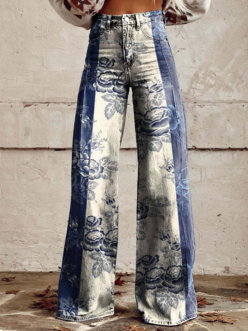 Sarah Striped Wide-Leg Vintage Pants for Women's Fashion Style
