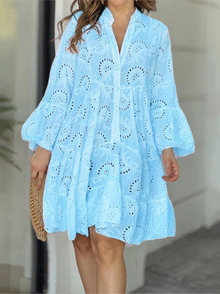 Sarveilla Elegant Embroidered Mini Dress