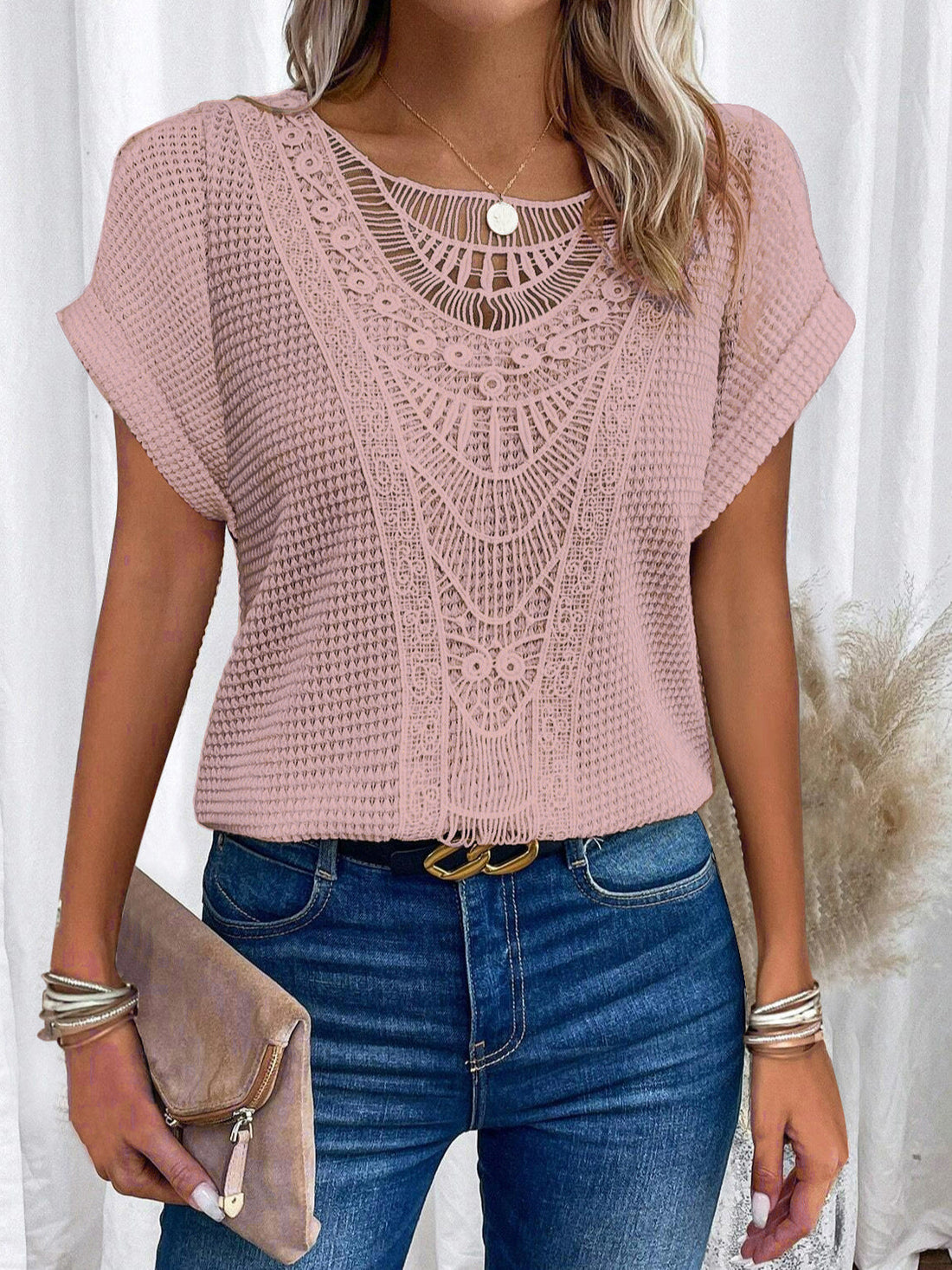Magnolia™ | Kurzärmliges Top mit Spitzen-Details