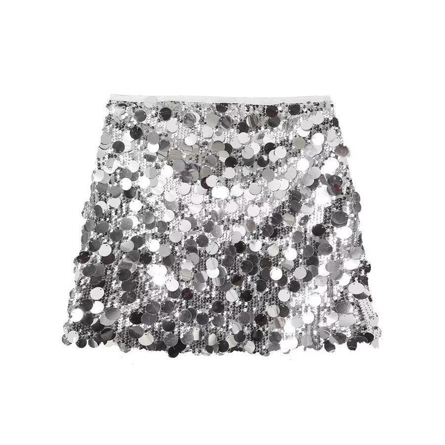 Londyn Glitzernder schwarzer Pailletten-Minirock