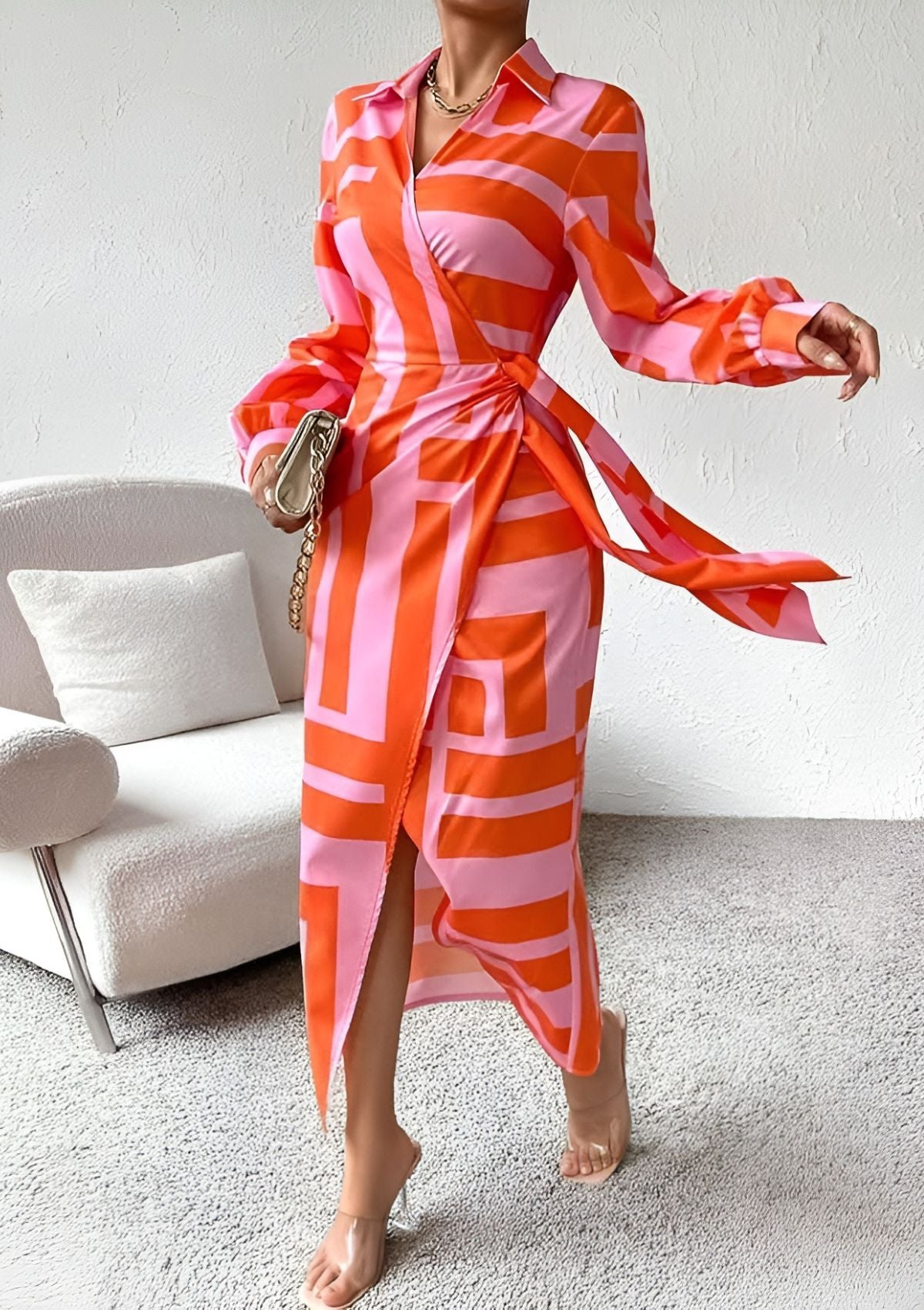 Emily | Tailliertes Hemdblusenkleid mit Print
