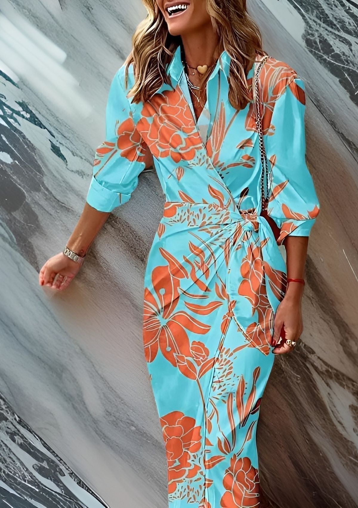 Emily | Tailliertes Hemdblusenkleid mit Print