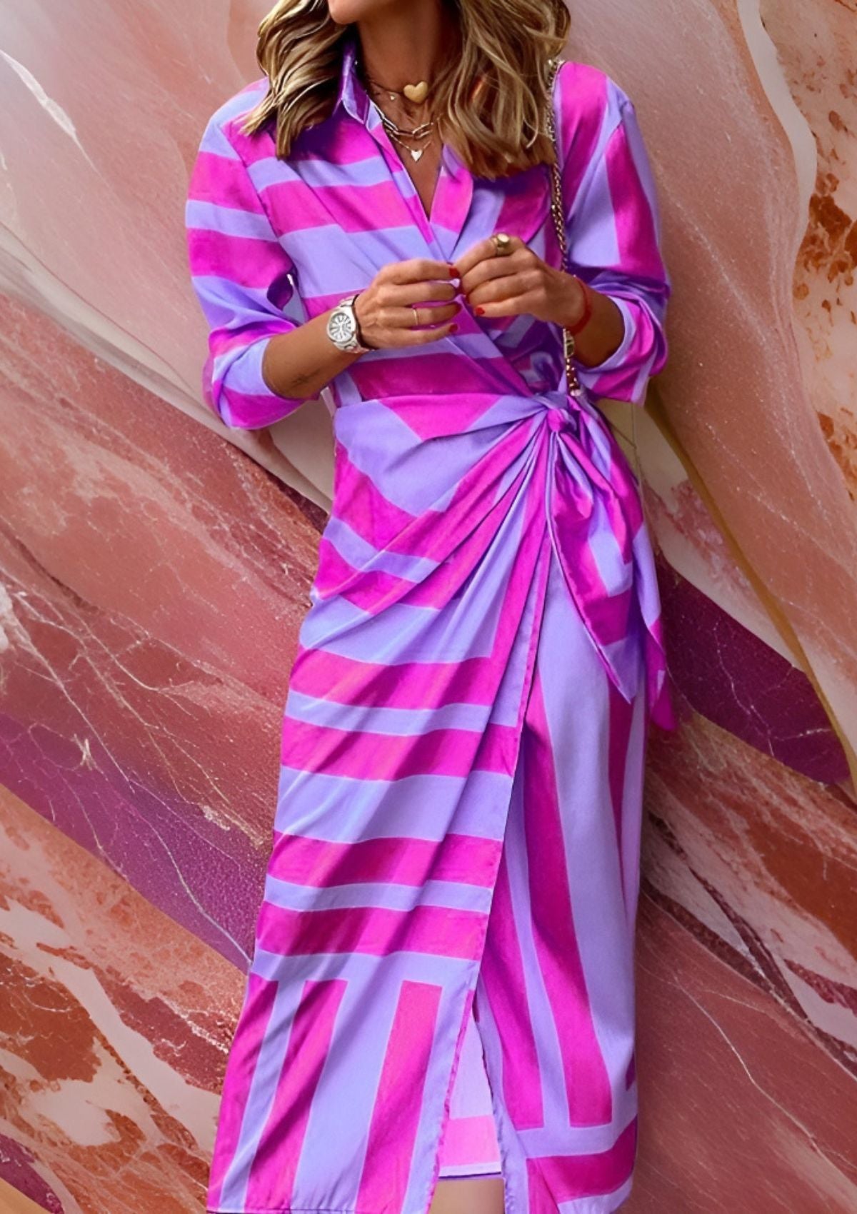 Emily | Tailliertes Hemdblusenkleid mit Print
