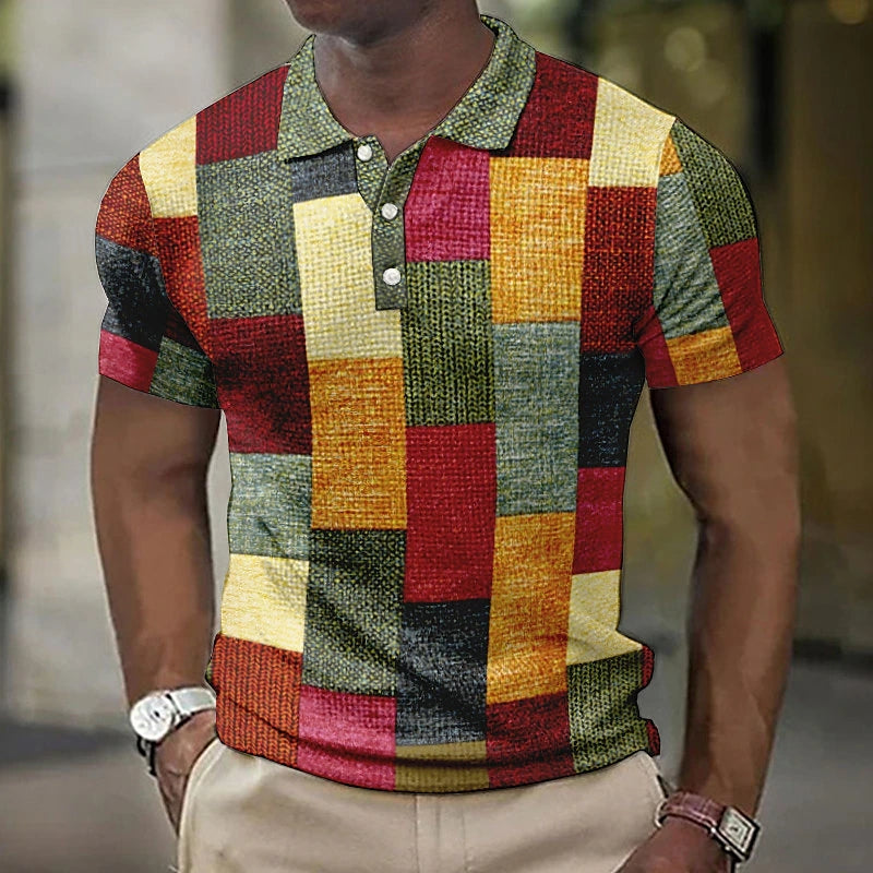 Ronan Multicolor Velvet Short Sleeve Casual Polo Shirt