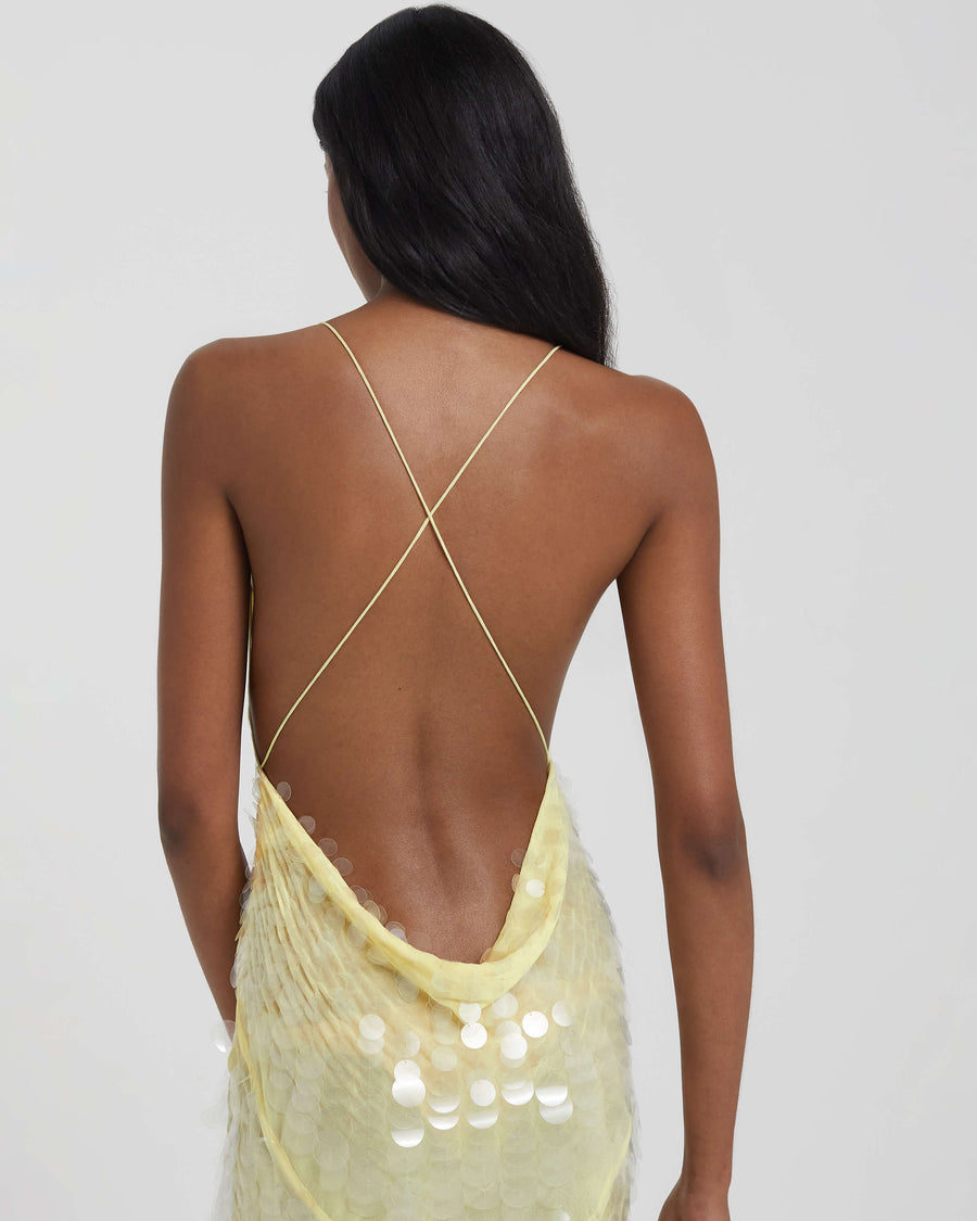 Nisari Sequin Maxi Dress with Floral Choker