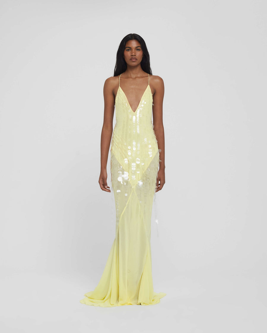 Nisari Floral Choker Sequin Maxi Dress