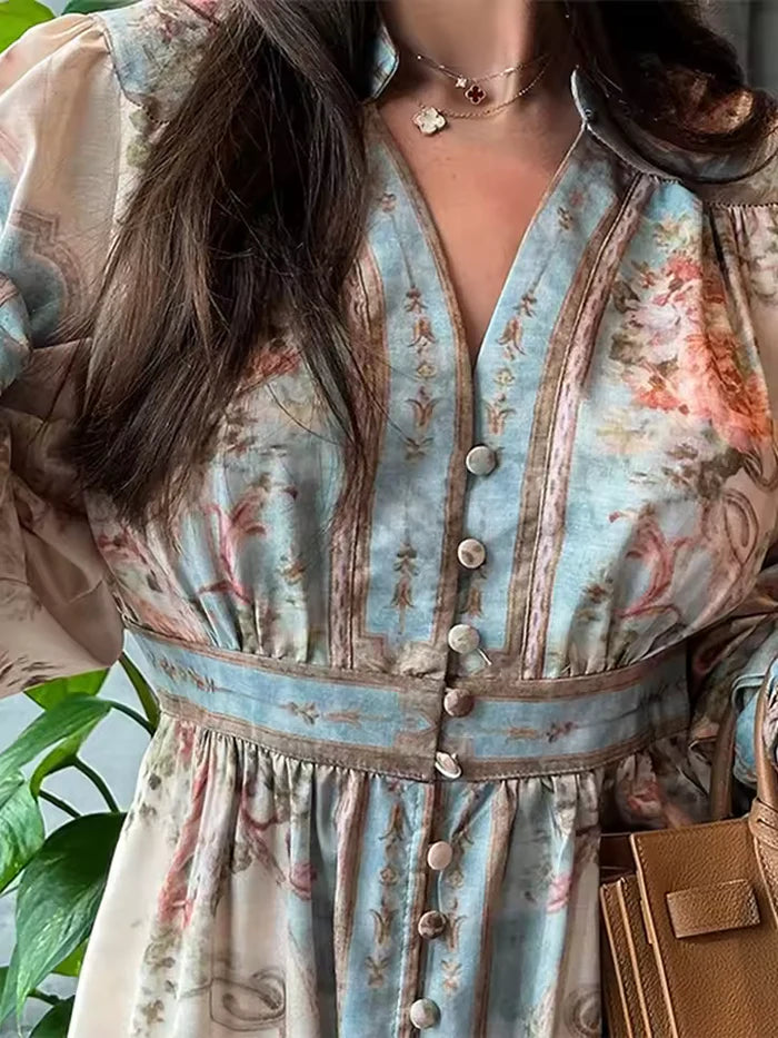 Naomi™ | Maxi-Kleid mit Barockprint