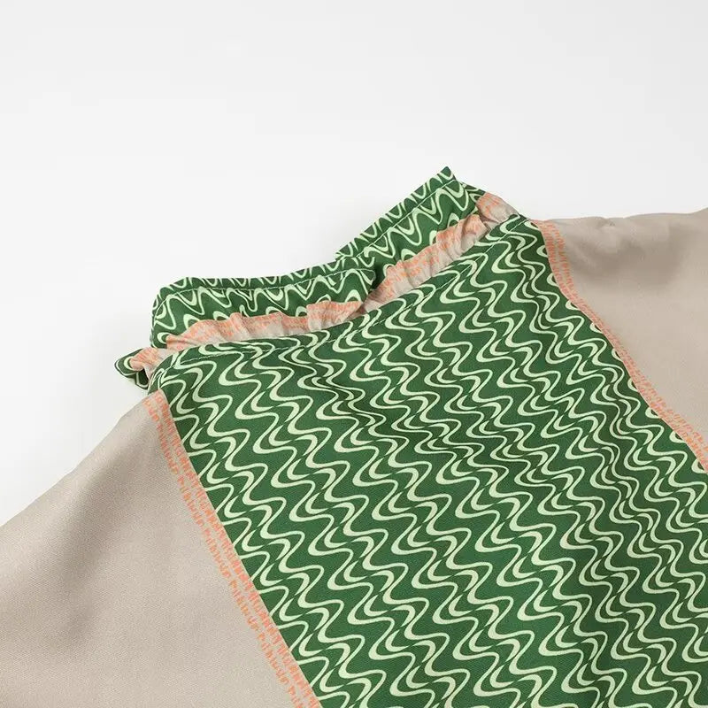 Selene | Baumwoll-Leinen Kleid mit grünem Druck