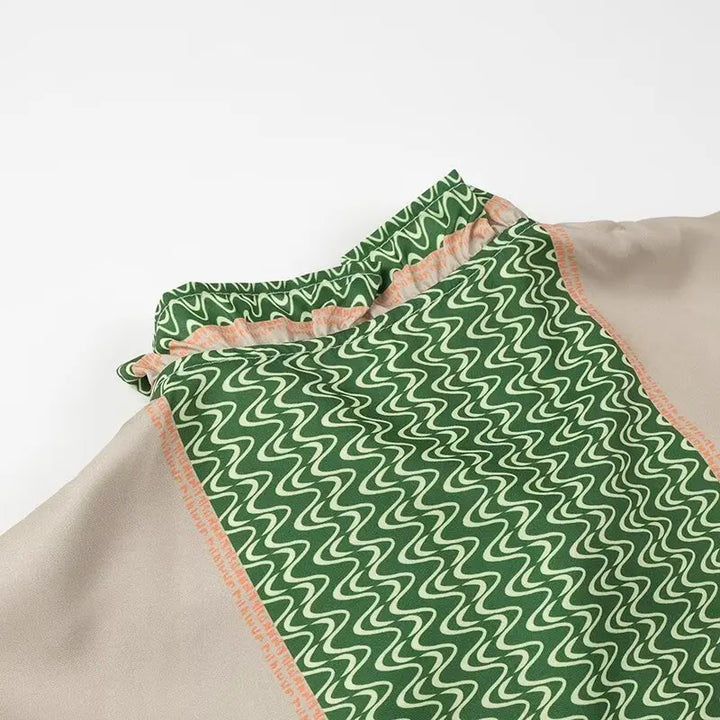 Selene | Baumwoll-Leinen Kleid mit grünem Druck