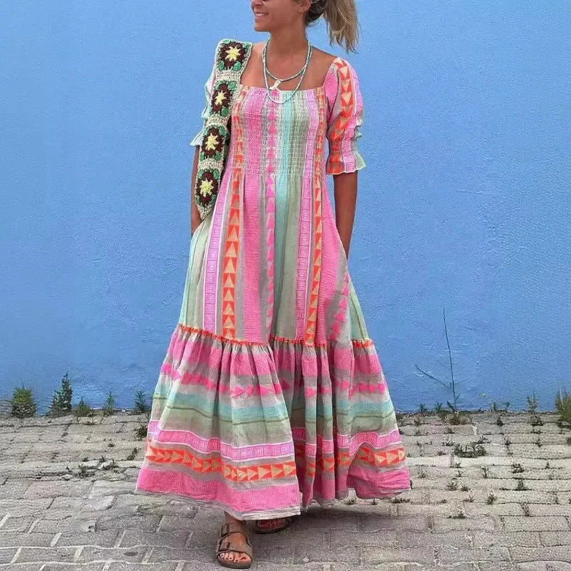Celeste | Kleid mit Patchwork-Farbblockdesign