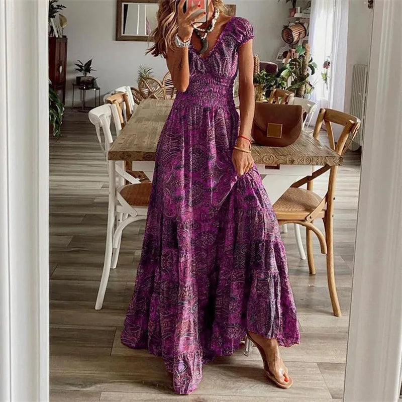Florence Boho Smocked Maxi Dress