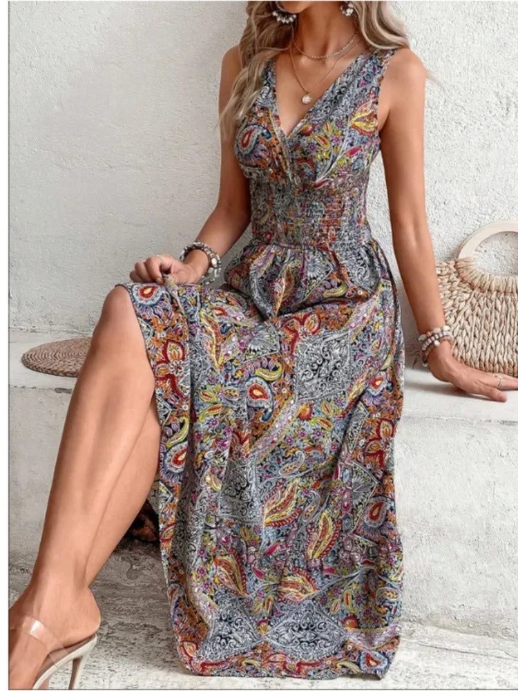 SolViva Boho Ärmelloses Ferienkleid