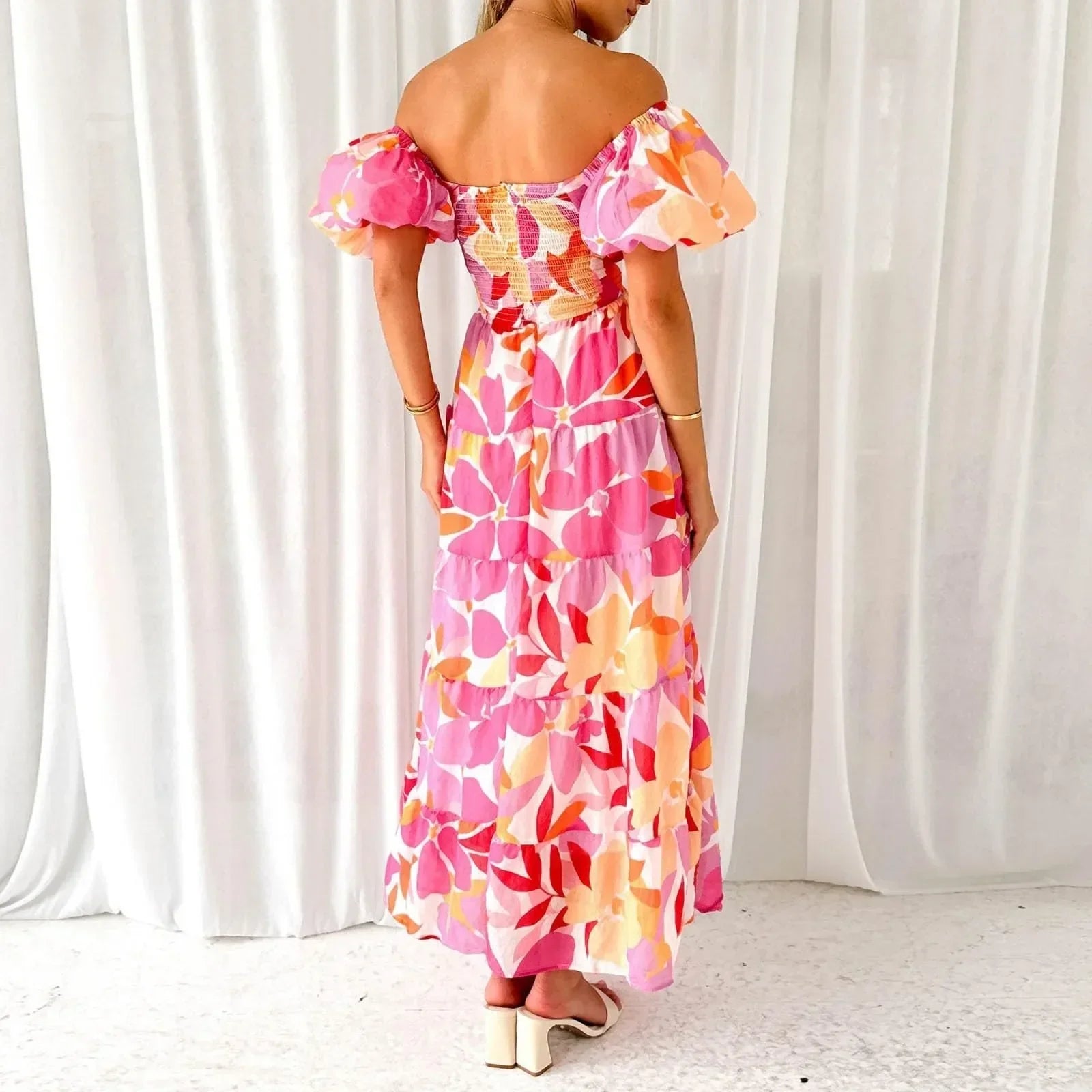 Mira | Florales, formelles Maxikleid mit V-Ausschnitt