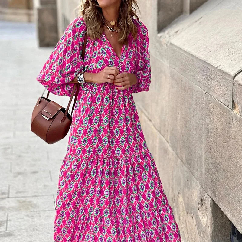 Elysia | Boho-Maxikleid mit Blumenmuster
