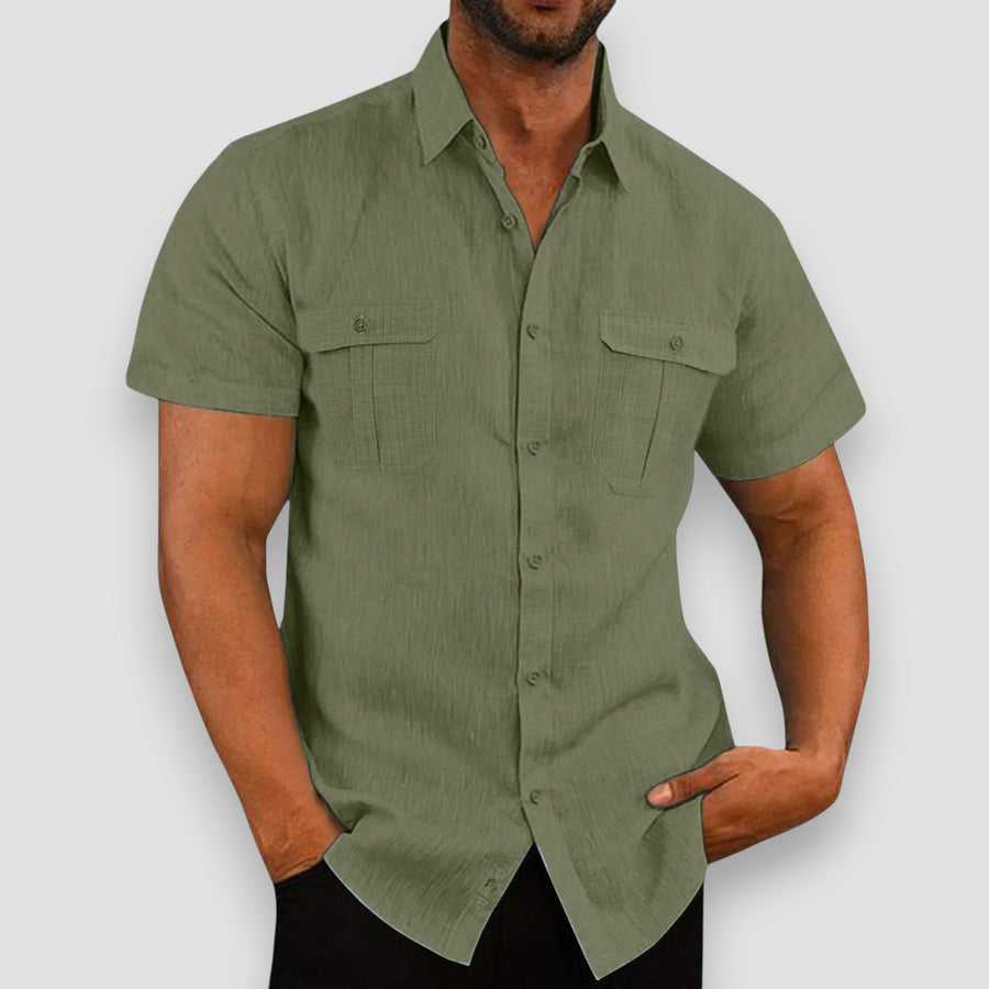 Kasper Short-Sleeve Linen Shirt