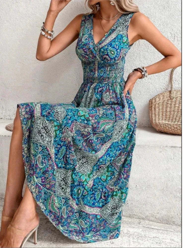 SolViva™ Boho Ärmelloses Ferienkleid