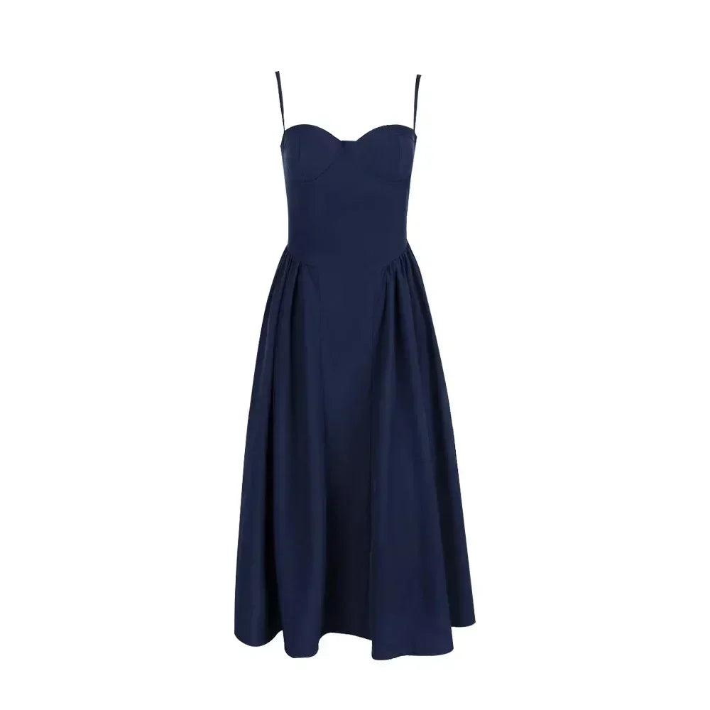 Sofia | Marineblaues Midikleid für Partys