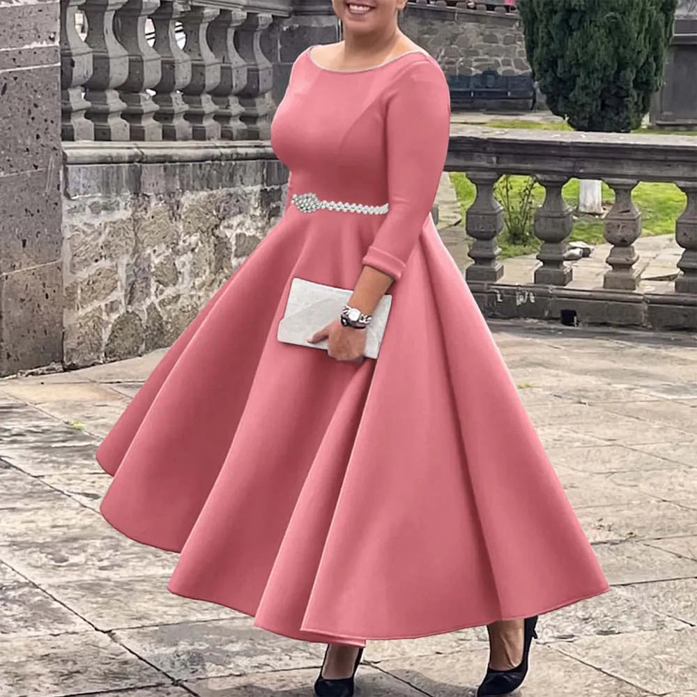 Alessia | Faltenwurf Maxi-Kleid in A-Linie mit Gürtel