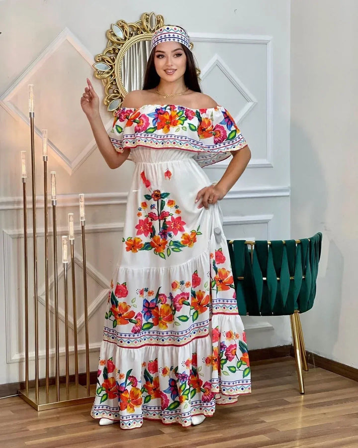 Amara | Schulterfreies Maxikleid