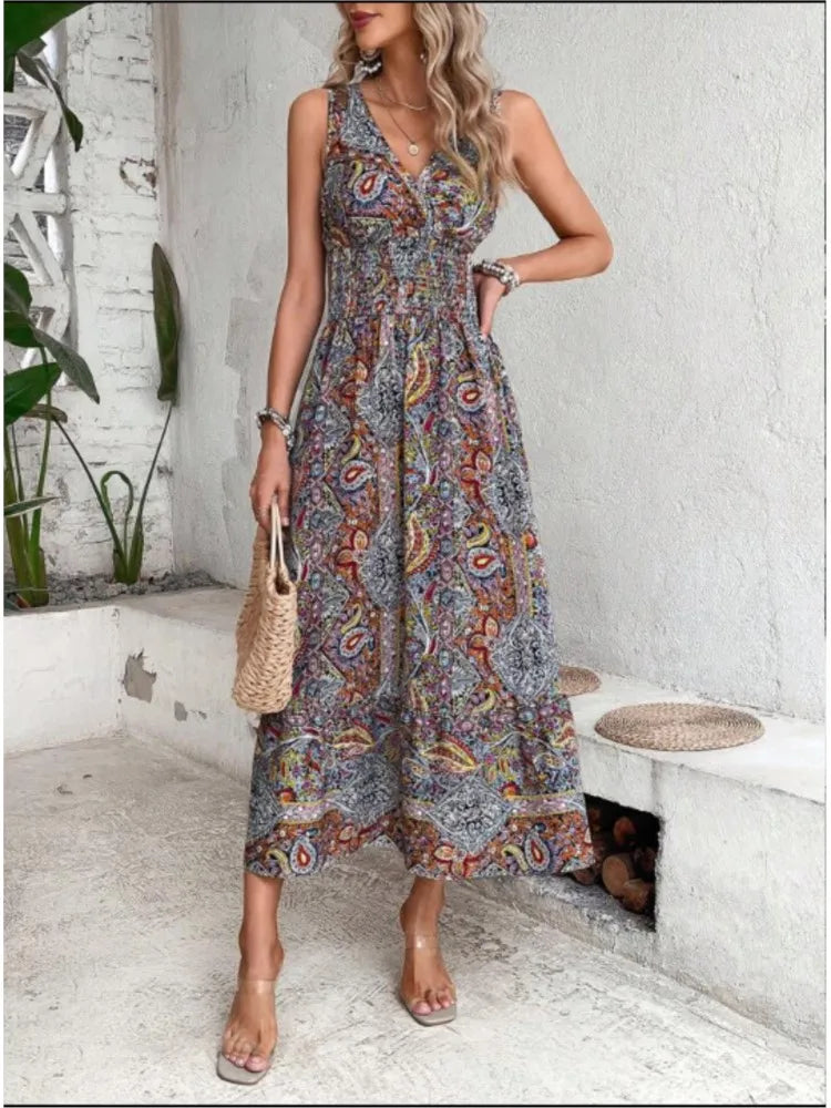 SolViva™ Boho Ärmelloses Ferienkleid