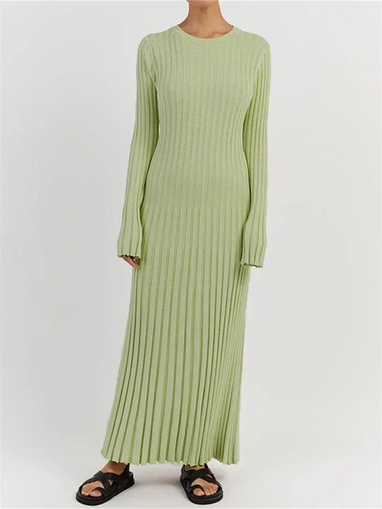 Luna | Strick Maxikleid mit Schnürung