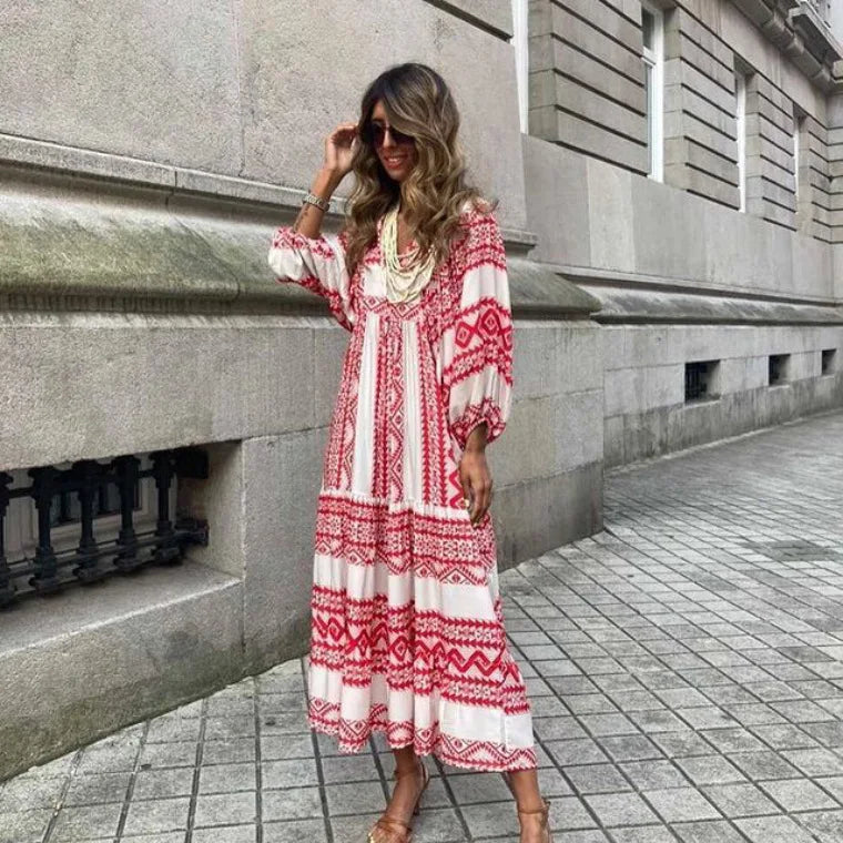 Elysia | Boho-Maxikleid mit Blumenmuster