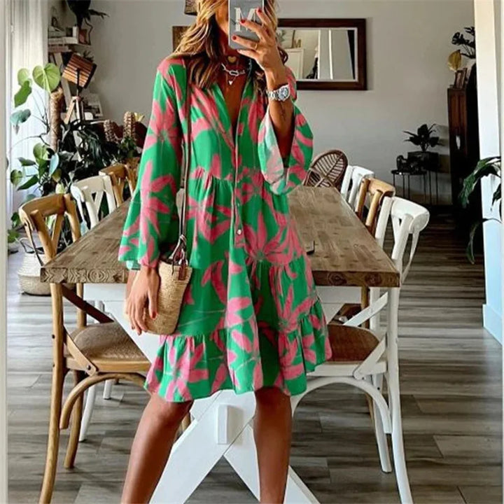 Everlen™ Boho-Blumen-Midikleid