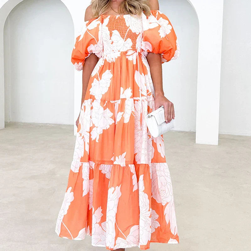 ValenciaOne | Gestuftes Maxikleid mit One-Shoulder-Design