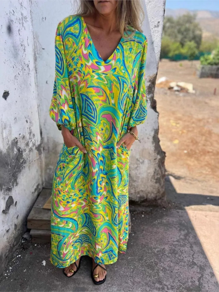 Sienna | Maxikleid im Boho-Stil mit Leopardenmuster