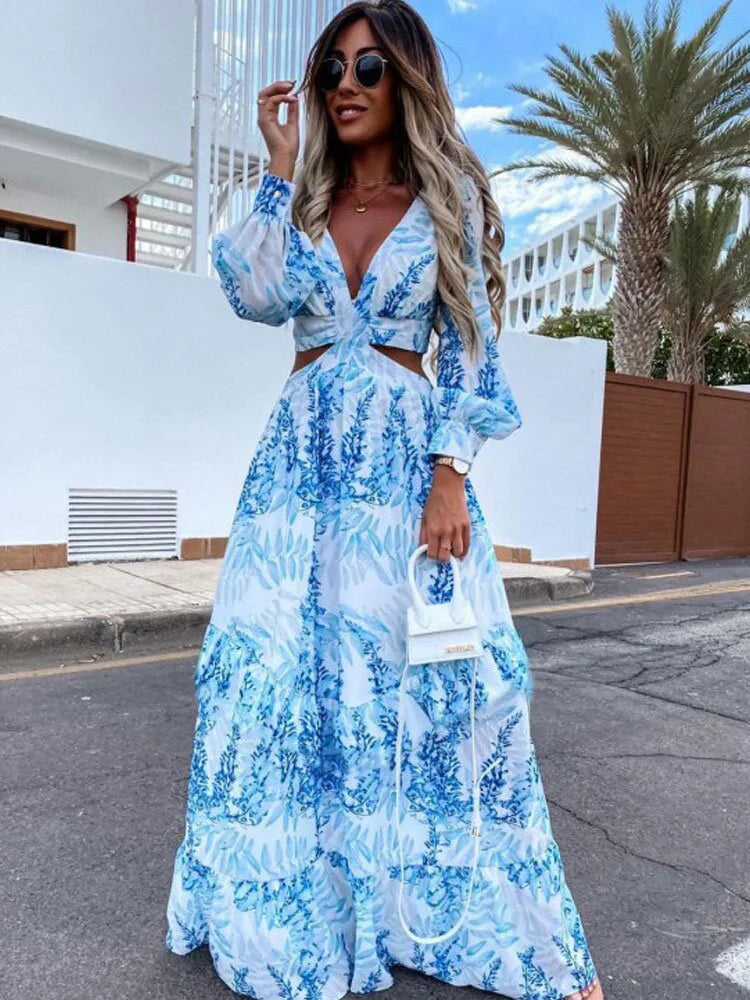 Amélie Maxi-Kleid mit V-Ausschnitt