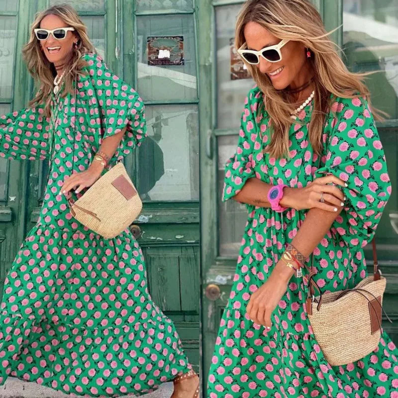 Elysia | Boho-Maxikleid mit Blumenmuster