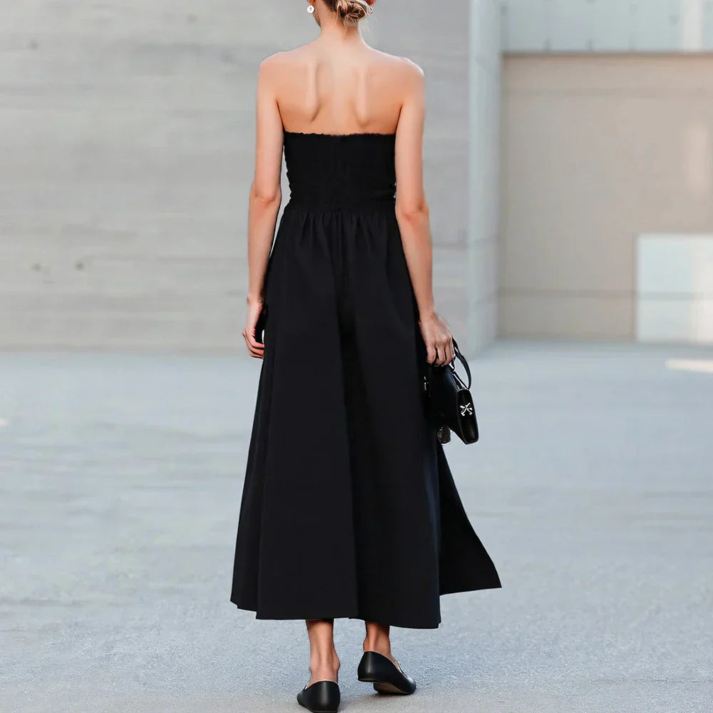 Yuna | Schulterfreies Midikleid mit Puffärmeln